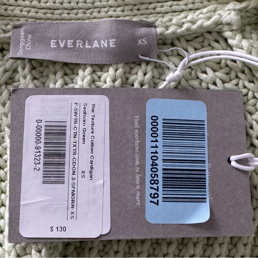 Everlane The Texture Cotton Cardigan Sweater in Seafoam Green - Picture 6 of 7